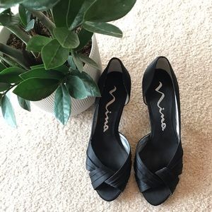 Nina Shoes Mini Heel Open Toe Black